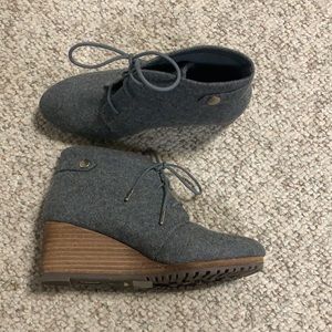 Grey ankle high wedges size 6